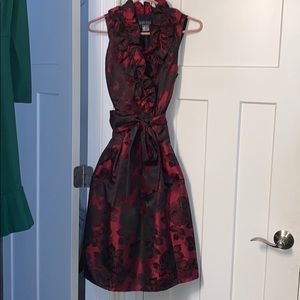 Red & black floral formal dress